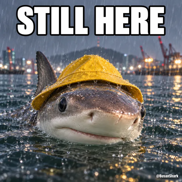 Still here — Busan Shark reaction meme