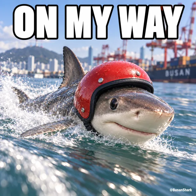 On my way — Busan Shark reaction meme