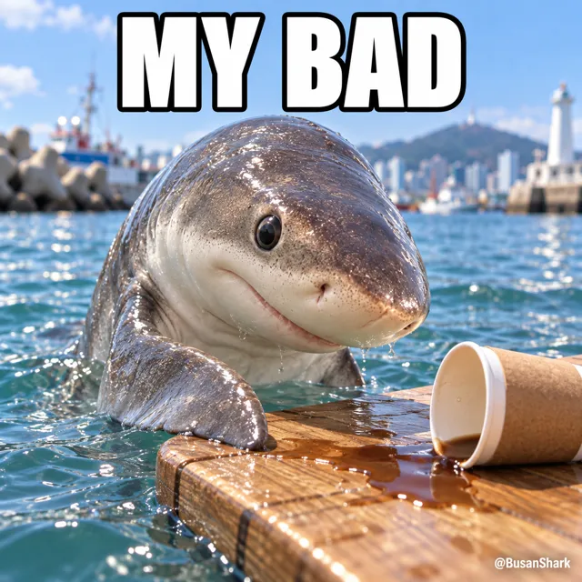 My bad — Busan Shark reaction meme