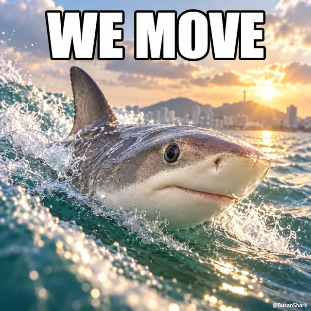 We move — Busan Shark reaction meme